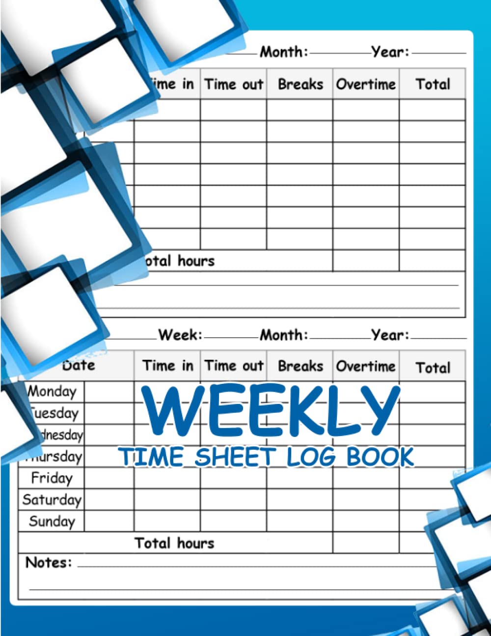 Skiennix Weekly Time Sheet Log Book - Undated Employee Work Hours Tracker with Overtime Recording