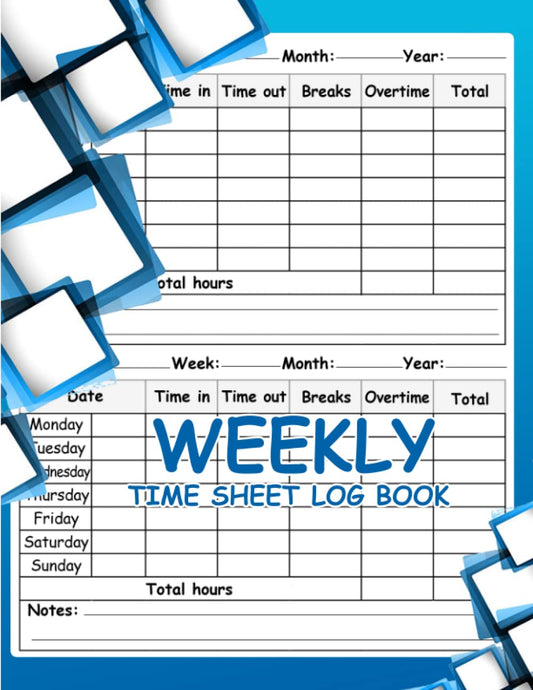 Skiennix Weekly Time Sheet Log Book - Undated Employee Work Hours Tracker with Overtime Recording