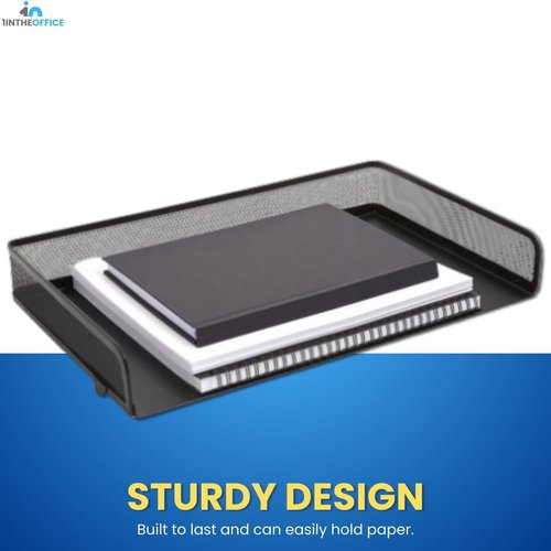 1InTheOffice Desk Trays - Stackable Black Wire Mesh Paper Organizer | Legal Size, 2 Pack