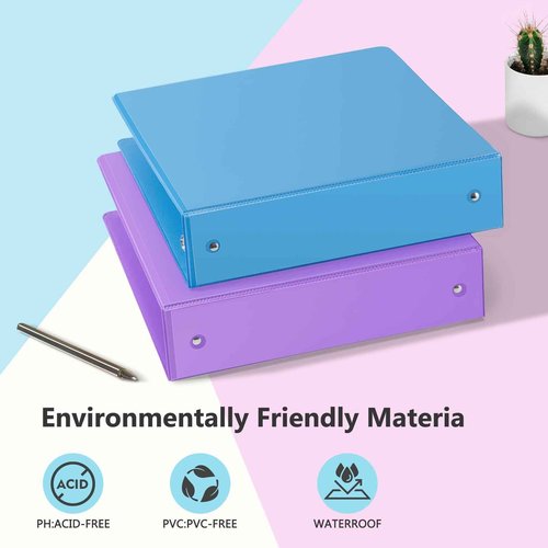 ViVin 2 Inch Round Ring View Binder for Durability, Standard 3 Ring Binder for 450 Sheets of US Letter Size Paper, PVC-Free, 6-Pack (Assorted)