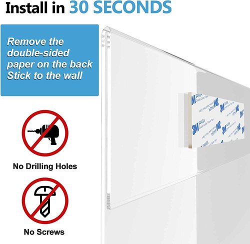 Acrylic Sign Holder 8.5 x 11 Wall Mount, Clear Plastic Sign Display Frame with Adhesive Tape, Vertical Wall Sign Holder for Office, Home, Store, Restaurant, School – 12 Pack