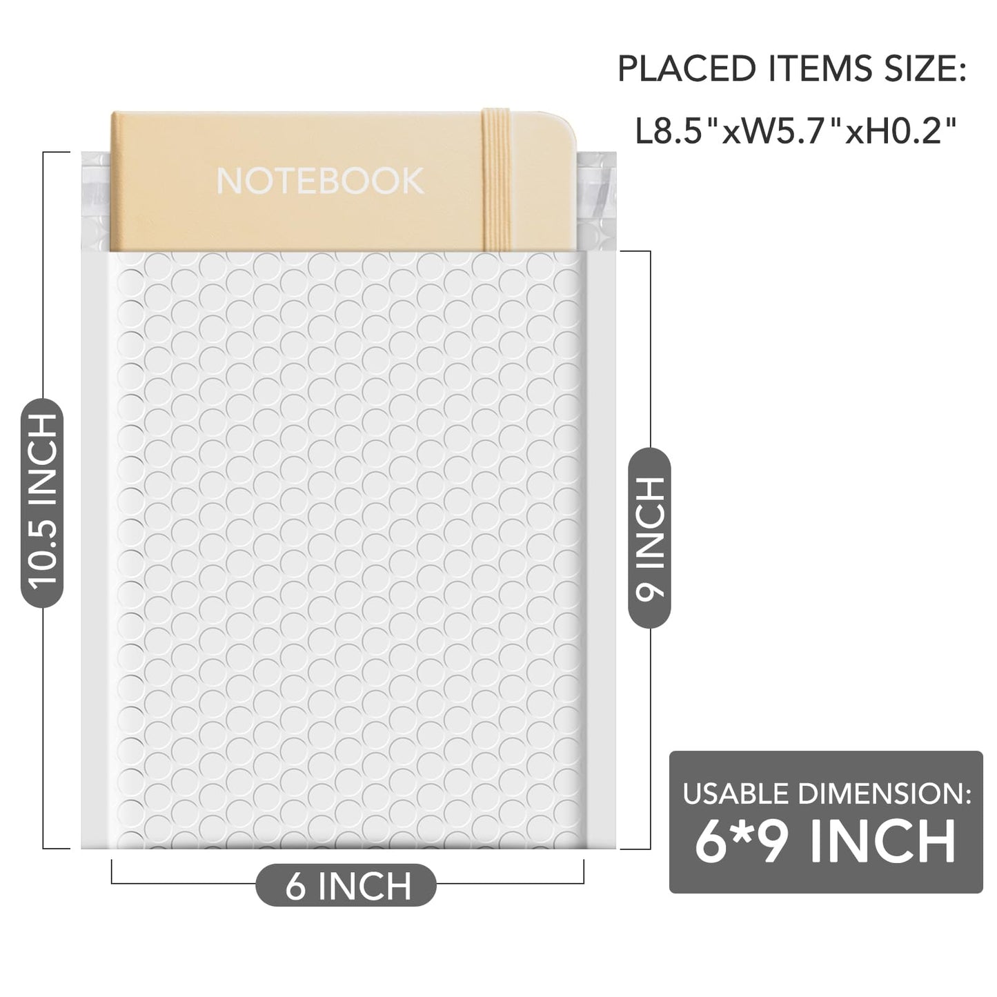 GSSUSA White Bubble Mailers 6X10 Inches 500 Pack, Padded Poly Bubble Mailer, Small Padded Envelopes Strong Adhesion Bubble Envelopes,Self-Seal Mailing Envelopes for Small Business,Package Supplies