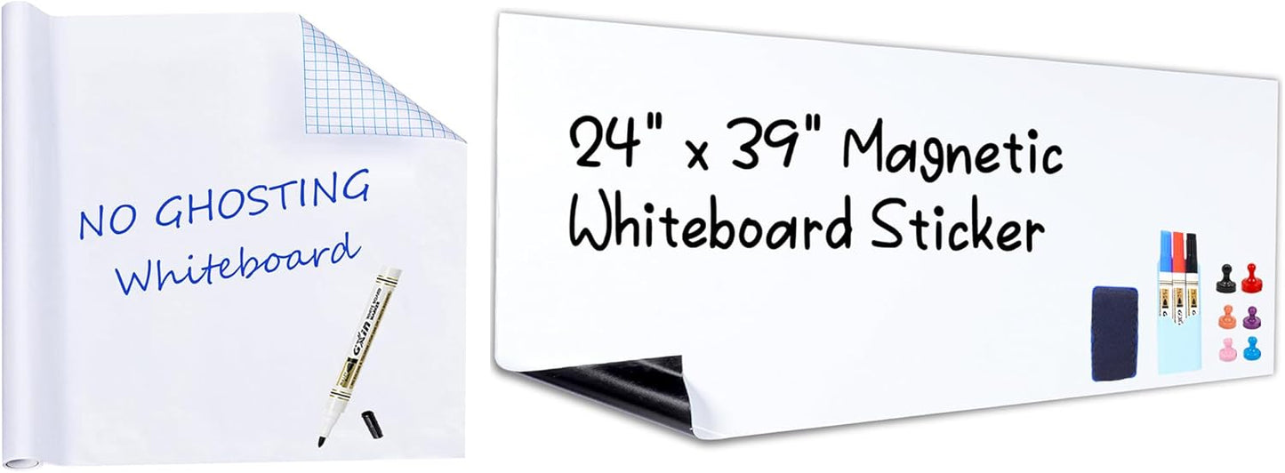 Skiennix Whiteboard Stickers - Versatile 18" x 79" & 24" x 39" Sizes for Easy Organization