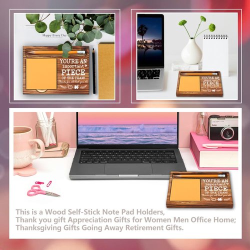 Team Appreciation Gifts for Coworkers Employees, You’re an Important Piece of The Team Sign, Thank You Gifts for Employees Staff, Farmhouse Wood Motivational Self-Stick Note Pad Holders-LBB164