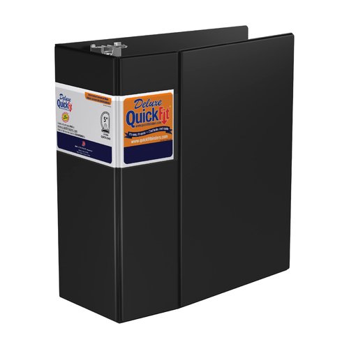 QuickFit Heavy-Duty Commercial Binder, 3-Ring D-Ring Binder, Black, 5 Inch