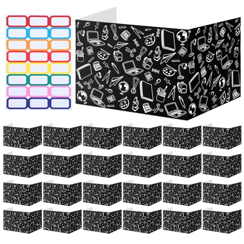 Harloon 24 Pcs Privacy Desk Dividers for Students Black Stationery (Black) – Trifold Folders
