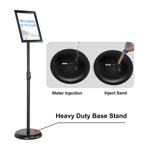 Adjustable Heavy Duty Poster Sign Holder Stand Floor Sign Stand Aluminum Snap Open Frame for 8.5 x 11 inches both Vertical and Horizontal view Displayed Used for Living and Business(Black-2pack)