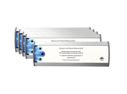 PEACOCK DISPLAY Curved Office Business Door Sign Holder | Aluminum Wall Mount Name Plate Holder, cubicle sign holder, sturdy and beautiful – 8.00" W X 2.80" H (N70x8 5 sign)