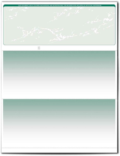VersaCheck Secure Form #1000 - Blank Business Voucher on Top - Green Prestige - 1000 Sheets