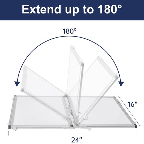 TSJ OFFICE Small White Board - 12 x 16 Inches 4 Sides Portable Whiteboard Mini Foldable Magnetic Desktop Easel for Students, Tabletop Memo with 4 Hooks for Wall Hanging Office, School, Home
