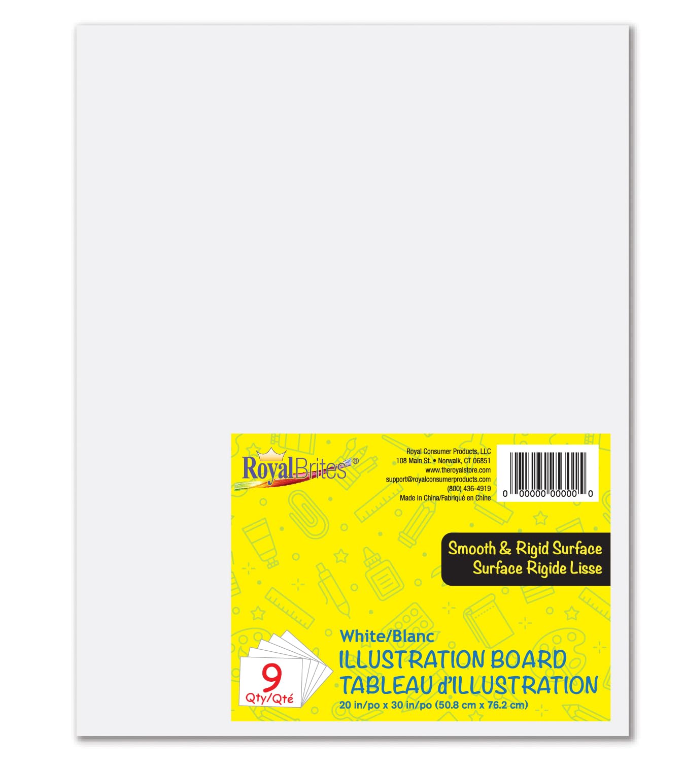Heavyweight Illustration Board Pack, Premium 2-Sided Thick Illustration Board Large for School Projects & Art Presentations, Strong & Rigid Illustration Boards, 20" x 30", White, 9 Count