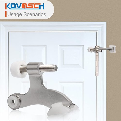 Brushed Satin Nickel Hinge Pin Door Stopper - 6 Pack Adjustable Heavy Duty with White Rubber Tips