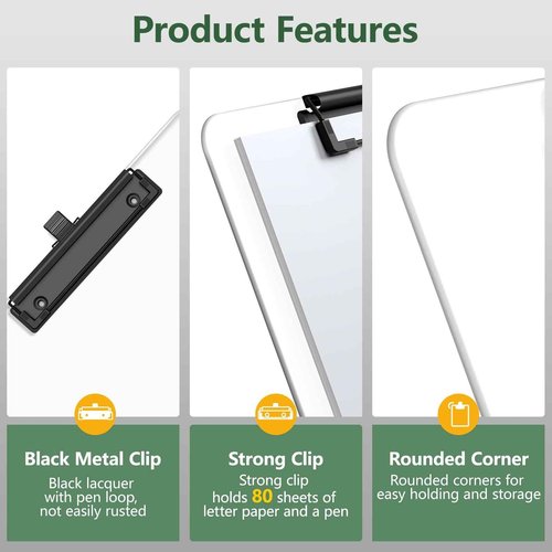 Juvealoe Clear Clipboard with Pen Holder, 8.5 x 11 Plastic Clip Boards with Black Low Profile Clip, Letter Size for Classroom, Teacher, Students, School, Office Supply(Pack of 20)