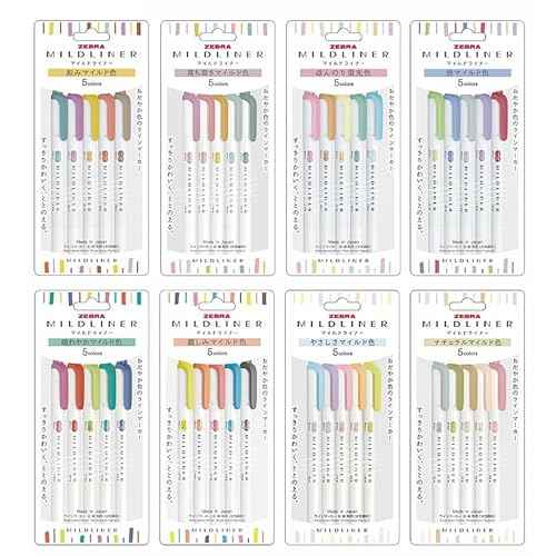 Zebra Mildliner Soft Color Double-Sided Highlighter Pens 40 Full Color Assorted with Sarasa Clip Pen Black 0.5mm and Original Vinyl Pen Case