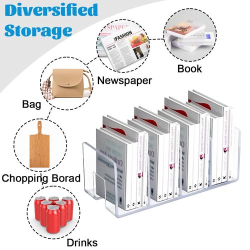 SHAIDOJIO 4 Pack Clear Acrylic File Organizer, Desktop File Sorter Purse Handbag Divided Organizer for Book, Envelopes, Mail, Document, Notebook, Office Supplies