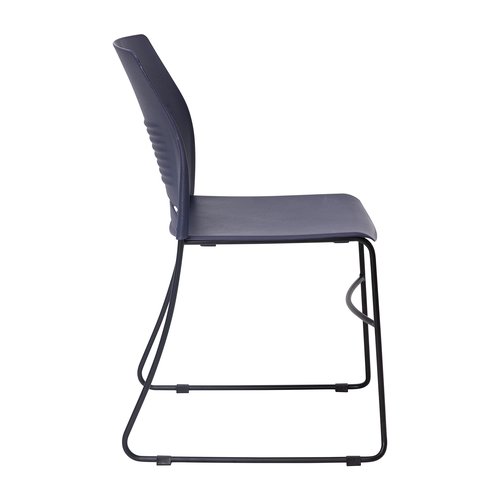 Flash Furniture HERCULES Series Commercial Stack Chair - 660 lb. Capacity - Durable Navy Perforated Plastic Back - Black Powder Coated Steel Sled Base