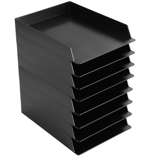 Wenqik 20 Pcs Stackable Paper Trays Rectangular Plastic Desk Holder Desktop Document File Organizer Storage Letter for Back to School Office Classroom (Black)