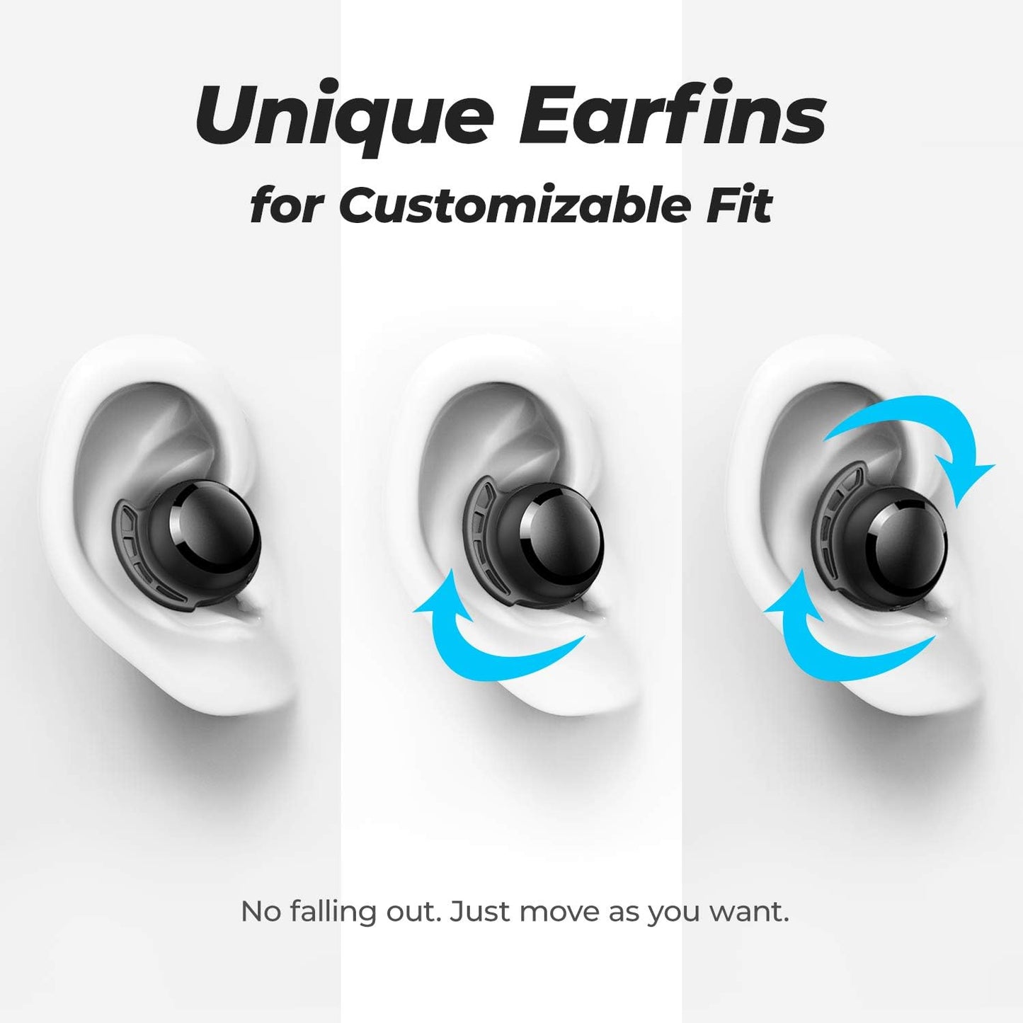 Tribit FlyBuds 3 Wireless Earbuds - 110H Playtime, Bluetooth 5.3, IPX8 Waterproof, Touch Control, Deep Bass