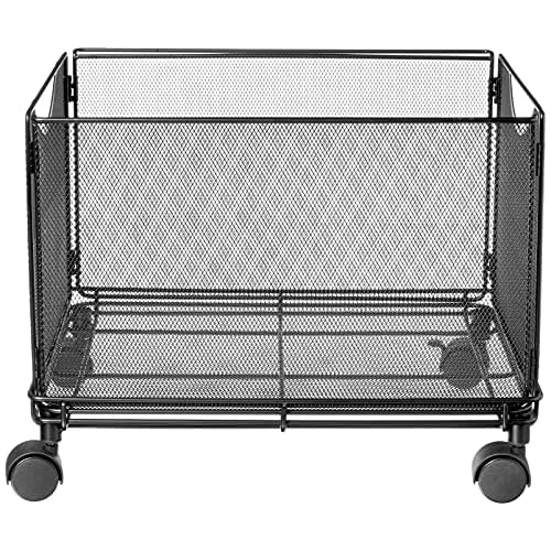 Safco Onyx Rolling Cart Desktop Tub File, Fits Letter-Size Hanging Folders, Collapsible Desk Organizer, Durable Steel Mesh Construction, Black