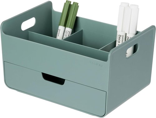 Blue Ginkgo Portable Desk Organizer - Compact 3-Compartment Storage for Office & Crafts | Green