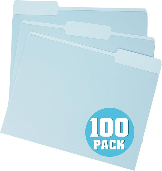 **PMYBUPo 100 Pack Colored Two-Tone File Folders - 8.5x11 Inch, 1/3 Cut Tab, Ideal for Office Organization**