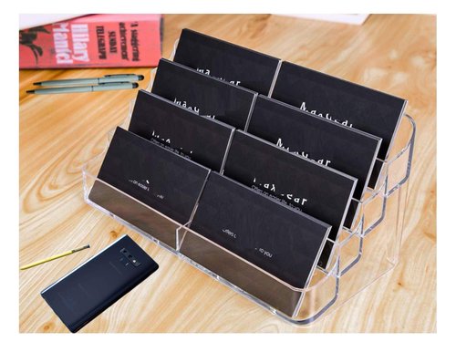1InTheOffice Business Card Stand, Business Card Holders Display, 8 Pocket Multiple Business Card Display, 400 Card Capacity