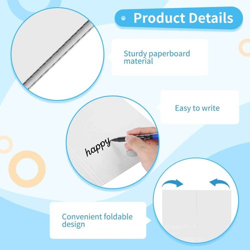 24 Pcs Trifold Poster Boards, 24×16" Tri Fold Display Boards, Thick Presentation Cardboards, White Blank Exhibition Display Paperboards, Corrugated Project Boards for Science Fairs