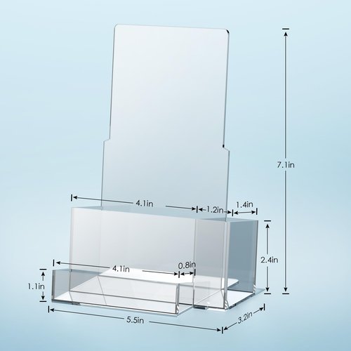 KINGTOP Acrylic Brochure Holder(2 Pack 4x7 Inch), Pamphlet Holder Display Stand with Pen Slot, Clear Brochure Display Stand for Office, Trade Show, and Retail Marketing Materials