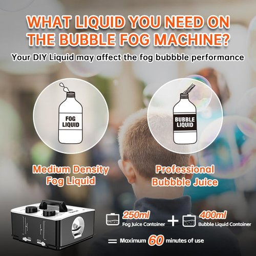Fog Machine, No Spill Fog Bubble Machine, Portable Smoke Bubble Machine, Bubble Fogger, Bubble Fog Combo Machine for Indoor Outdoor Party Wedding Birthday Photograph Christmas Halloween