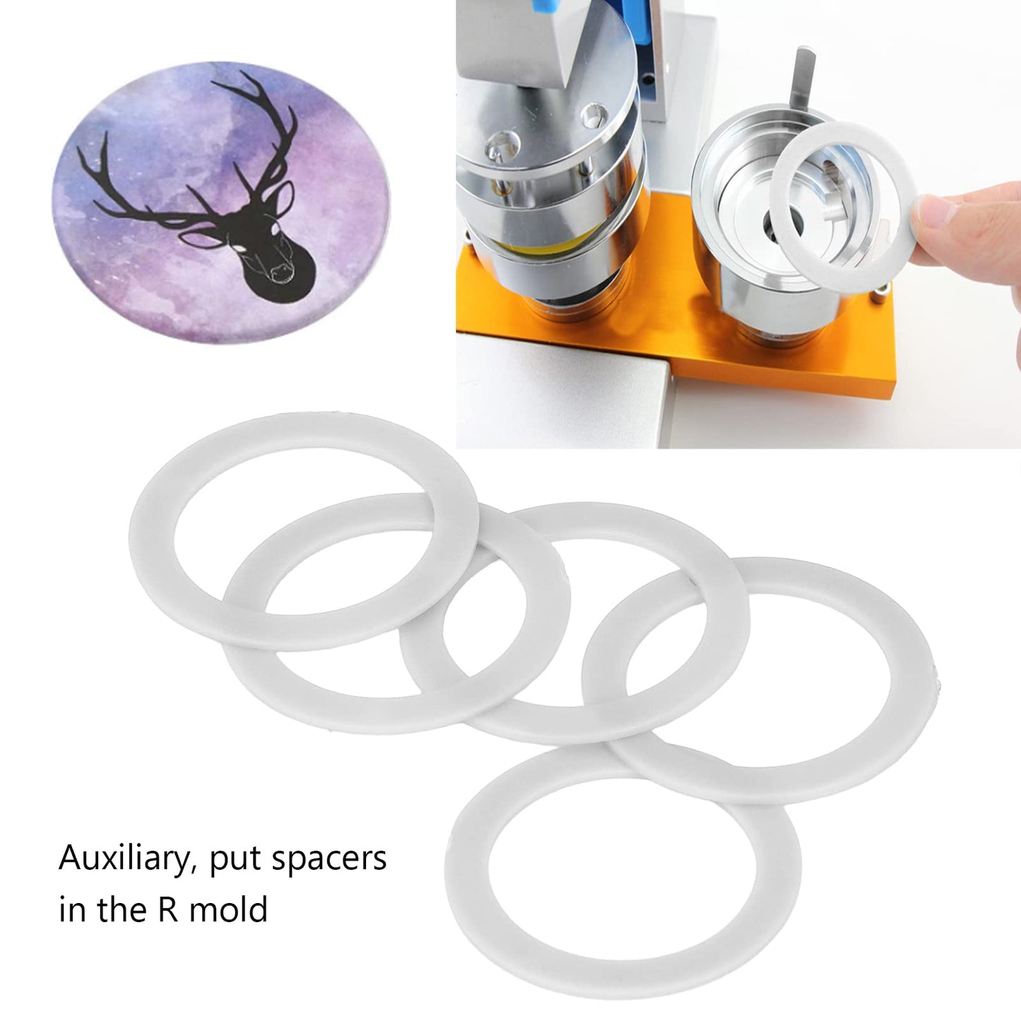 5PCS Badge Gasket, Circle Cutter Button Maker Machine Gasket Badge Machine Gasket Badge Machine Die Matching Replacement Spacer Auxiliary Tool (32MM)