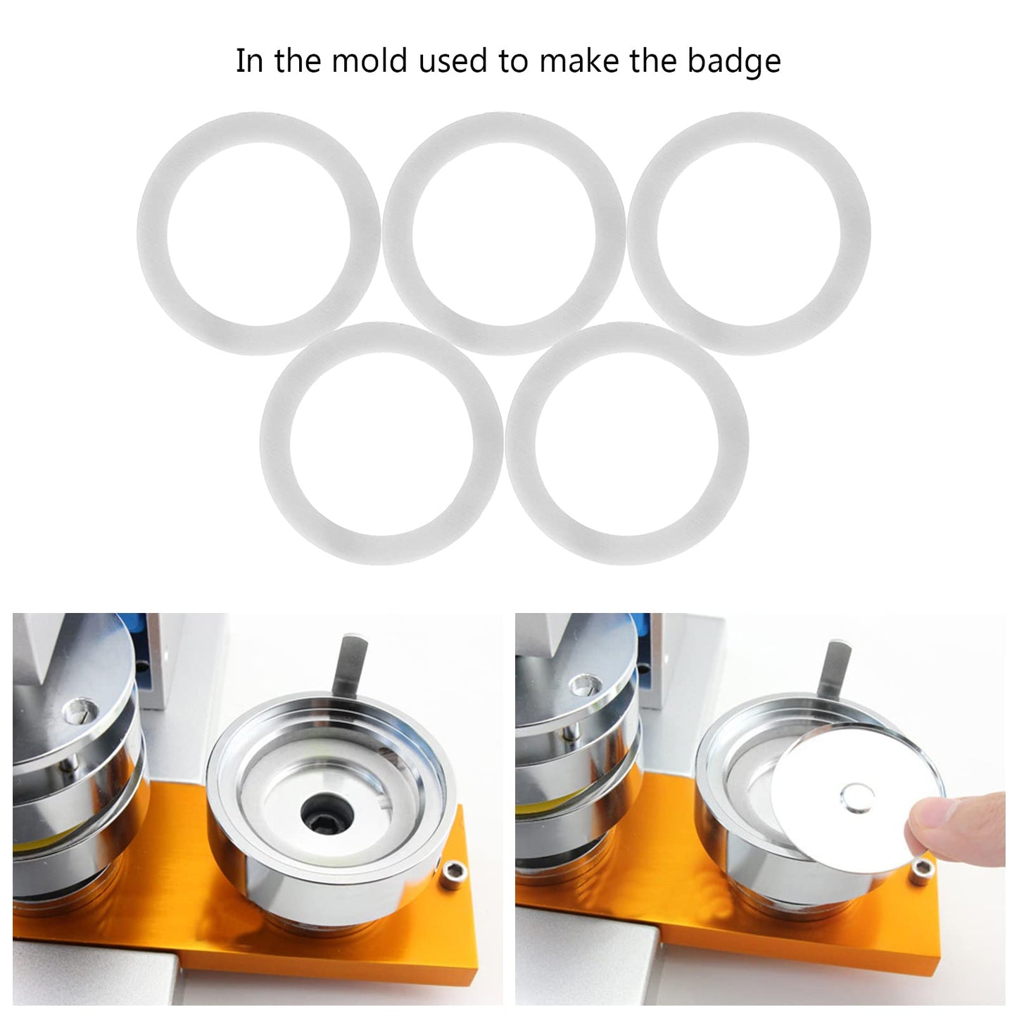 5PCS Badge Gasket, Circle Cutter Button Maker Machine Gasket Badge Machine Gasket Badge Machine Die Matching Replacement Spacer Auxiliary Tool (32MM)