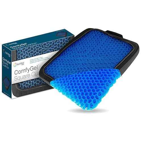 HEALTHMATE Comfy Gel Cushion Gel Seat Cushion for Long Sitting for Back, Sciatica and Tailbone Pain Relief, for Office Chair, Car, Wheelchair, Long Trips (Square)