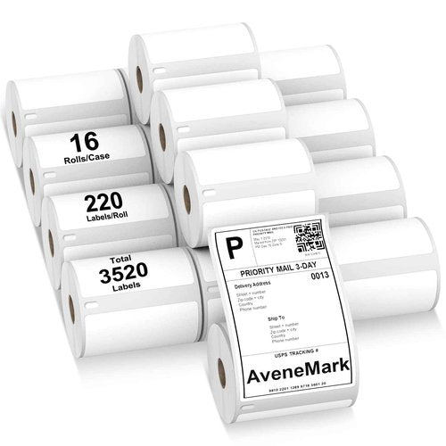 AveneMark 16 Rolls 3520 Labels Shipping Labels Compatible with Dymo Label Writer 4XL 1744907 Thermal Postage, 4"x6" Strong Adhesive & Perforated Replacement Labels for Rollo & Zebra Printers, 220/Roll