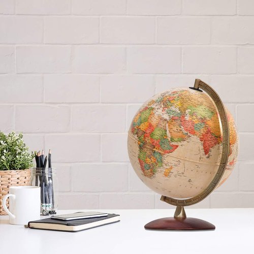 Waypoint Geographic Light Up Globe - Como 12” Desk Decorative Illuminated Antique Ocean Style with Stand, Up to Date World Globe