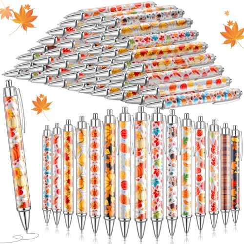 150 Pcs Thanksgiving Ballpoint Pens Bulk Fall Themed Pen 0.5 mm Autumn Maple Leaf Pumpkin Harvest Style Retractable Black Ink Pens Thanksgiving Party Favor Pen for Kid School Office Supplies