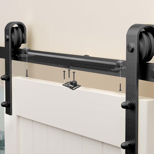 2Pair Hole-Free Barn Door Soft Close Mechanism, 4PCS Upgraded Design Sliding Door Hardware Spring Buffer Damper, One Way Operation Invisible Door Stopper Adjustable Actuators with Actuator Spacers