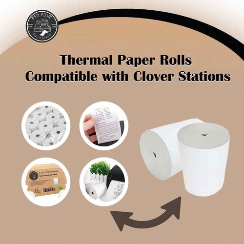 BAM POS 3 1/8 x 190 Thermal Paper Rolls - Large Receipt Roll - Compatible with Clover Stations, P100, P550, SCP700, Square Stations (30 Rolls Per Case)