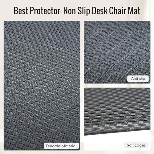 Higoom 36x48 Anti-Slip PVC Chair Mat for Hard Floors - Black, Heavy Duty Waterproof Floor Protector