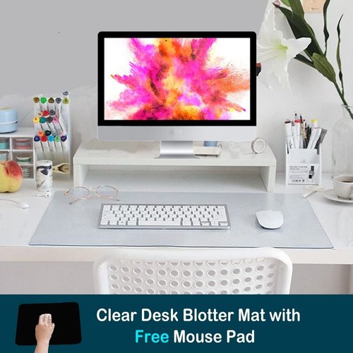Desk Pad Blotter Mats Clear Organizer Office Table Protector Painting Desktopper Gamer Desk Pad with Mouse Pad for Laptop Computer Desktop Keyboard Pads Plastic Crystal Waterproof Mat Large 24x36