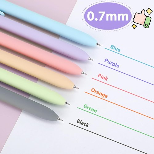 FIOVER Colorful Gel Pens - 6-Pack 0.7mm Smooth Writing Pens for Journaling & Note Taking | Aesthetic Morandi Colors