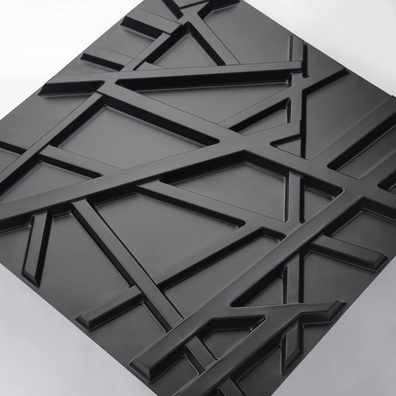 Art3d 19.7" x 19.7" (Pack of 12) Wall Panel Stripes, Black