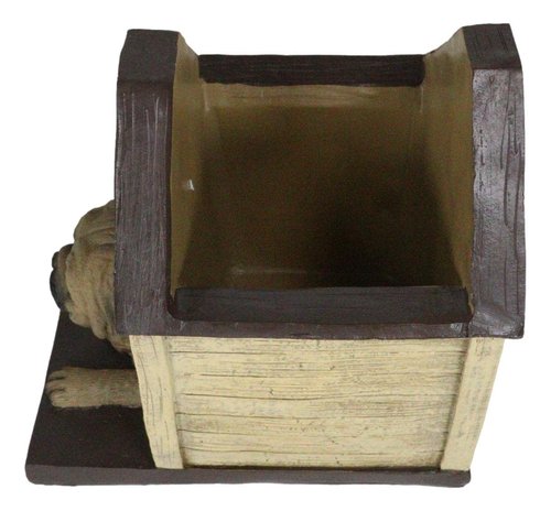 Ebros Gift Adorable Pugsie Puppy Pug Dog Sitting in Doghouse Kennel with Treat Bowl Stationery Pen Pencil Holder Caddy Organizer Figurine Pet Pal Labradors Collectible for Desk Study Office