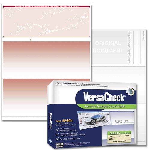 VersaCheck Secure Checks - 1000 Blank Business Voucher Checks - Burgundy Prestige - 1000 Sheets Form #1000 - Check on Top
