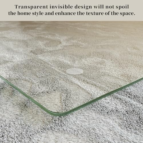 [Tempered Glass] 30" x 48" Glass Chair Mat, 1/5" Thick Office Chair Mat for Carpet or Hardwood Floor, Heavy Duty Hard Chair Mats with Round Corner and Polished Edge, Carpeted Floor Protector