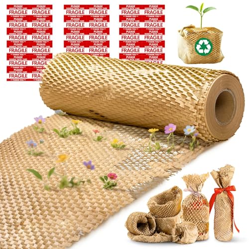 MINHAO 12in x 150ft Honeycomb Packing Paper Brown Perforated Eco-Friendly Moving Supplies
