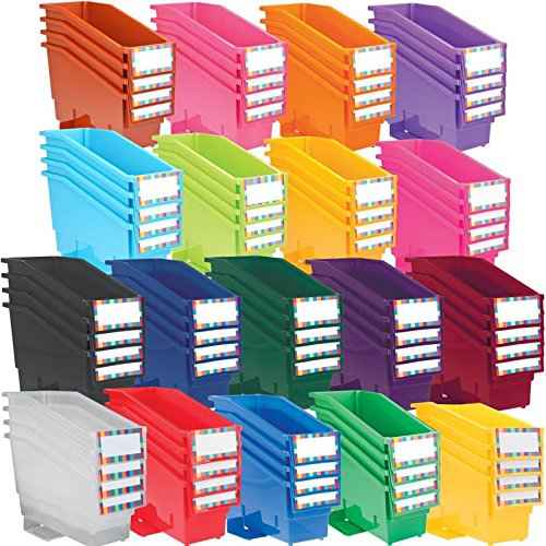 Really Good Stuff Non-Tip Book and Binder Holders with Stabilizer Wings, 5½” by 13½” by 7¾” - Set of 12, Red Classroom Organization and Storage Solution