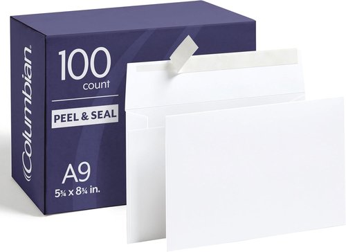 Columbian A9 Self-Seal Mailing Envelopes - 100 Pack | Premium White 5.75 x 8.75 Inches for Invitations & Announcements