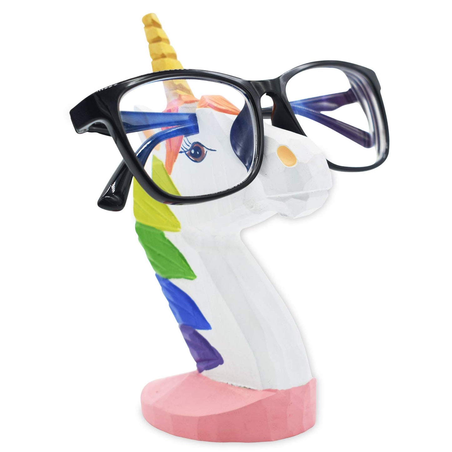 VIPbuy Handmade Wood Carving Eyeglasses Glasses Holder Stand Sunglasses Display Stand Home Office Desk Décor Gift (Unicorn)