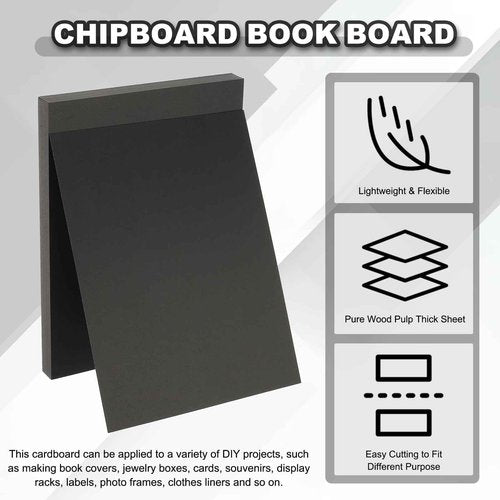 PATIKIL Chipboard Book Board, 14 x 11 inch 30 PT 35 Pcs Thick Chipboard Kraft Paper Sheets Bookbinding Making Supplies Kit for Designer Craft Book Binding Cover Backing Craft, Black