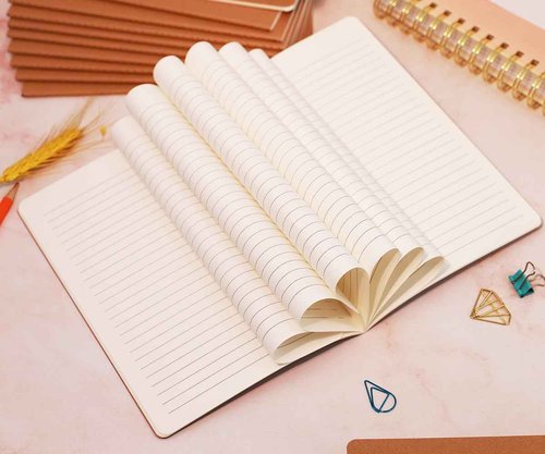 FAWTEEM 48 Pack A5 Lines Notebook Bulk Kraft Cover College Ruled, Lined Paper Travel Journals Composition Diary Subject Notebooks Planner, 60 Pages, 8.3”x 5.5”
